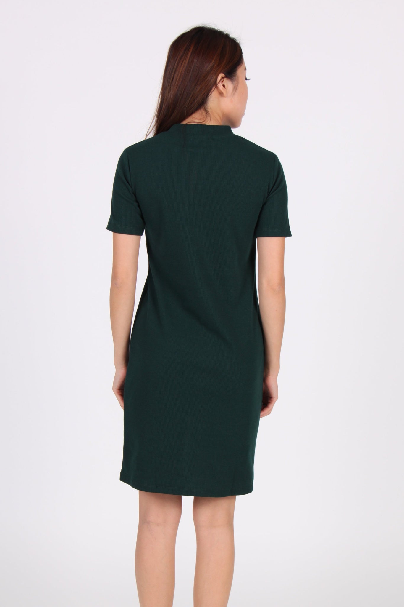 Sleeve Front Slit Midi Dress In Green