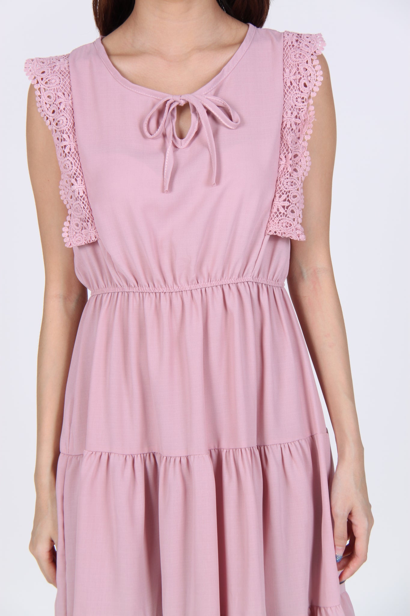 Sleeveless Embroidery Gypsy Dress in Pink