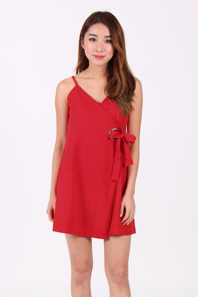 Spag Wrap Dress in Red