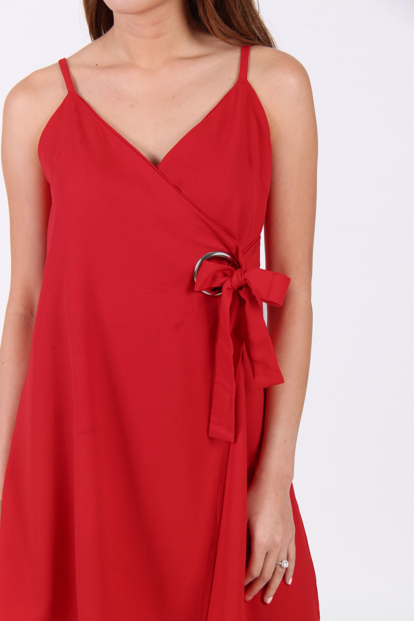 Spag Wrap Dress in Red