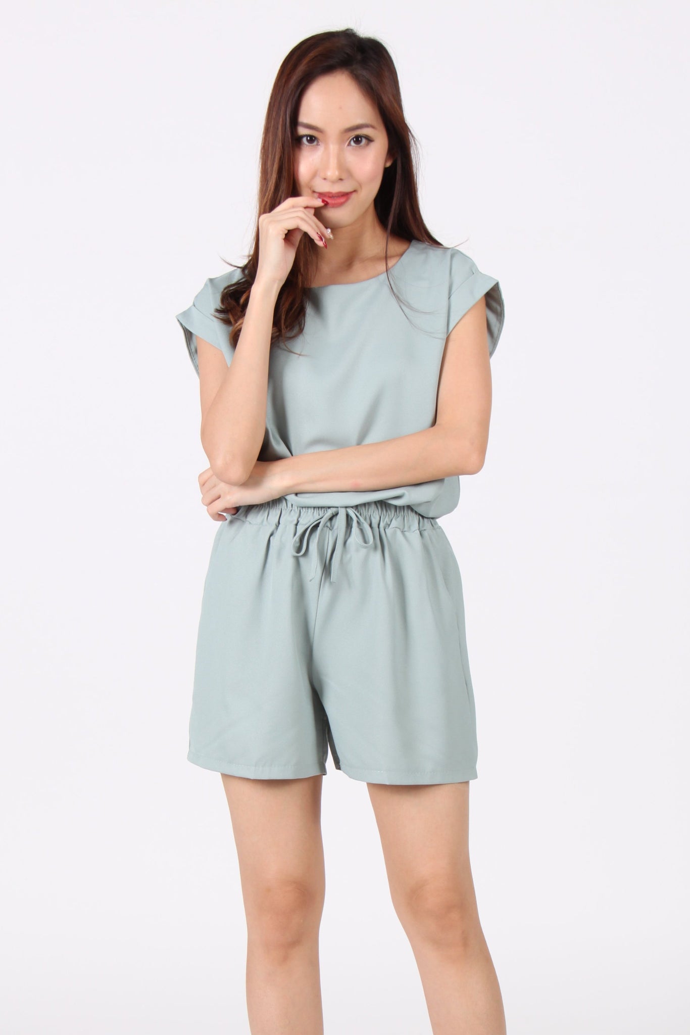 2 Piece Shorts Suit in Green