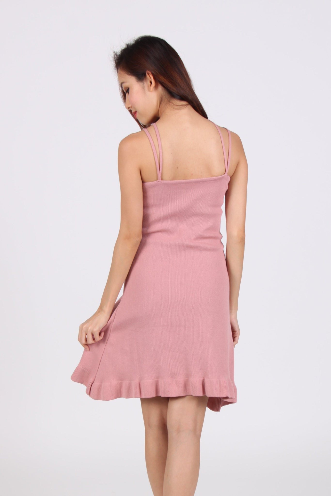 Spag Halter Knit Dress in Pink