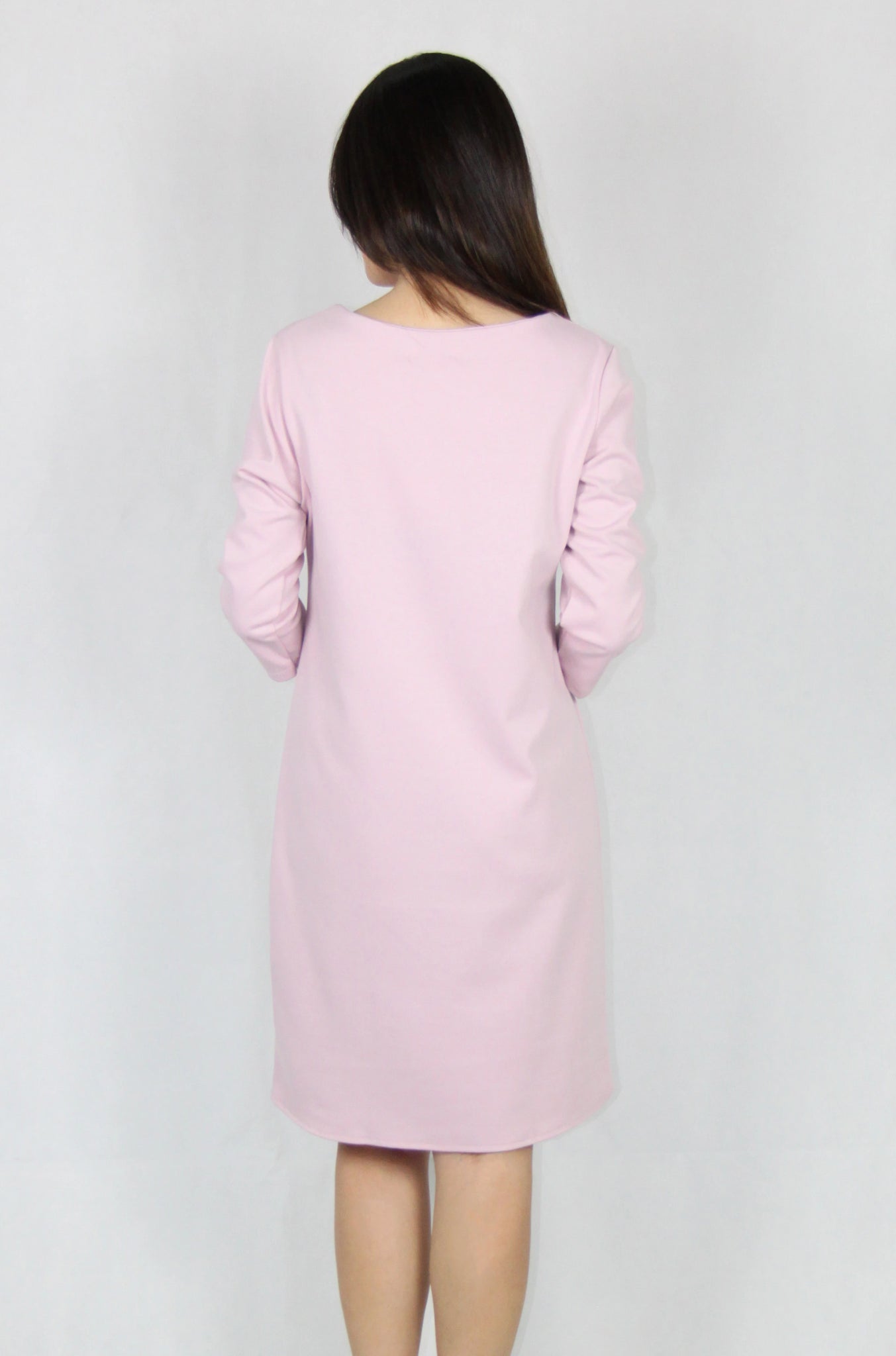 Basic Quarter Sleeve Loose Fit Dress in Pink