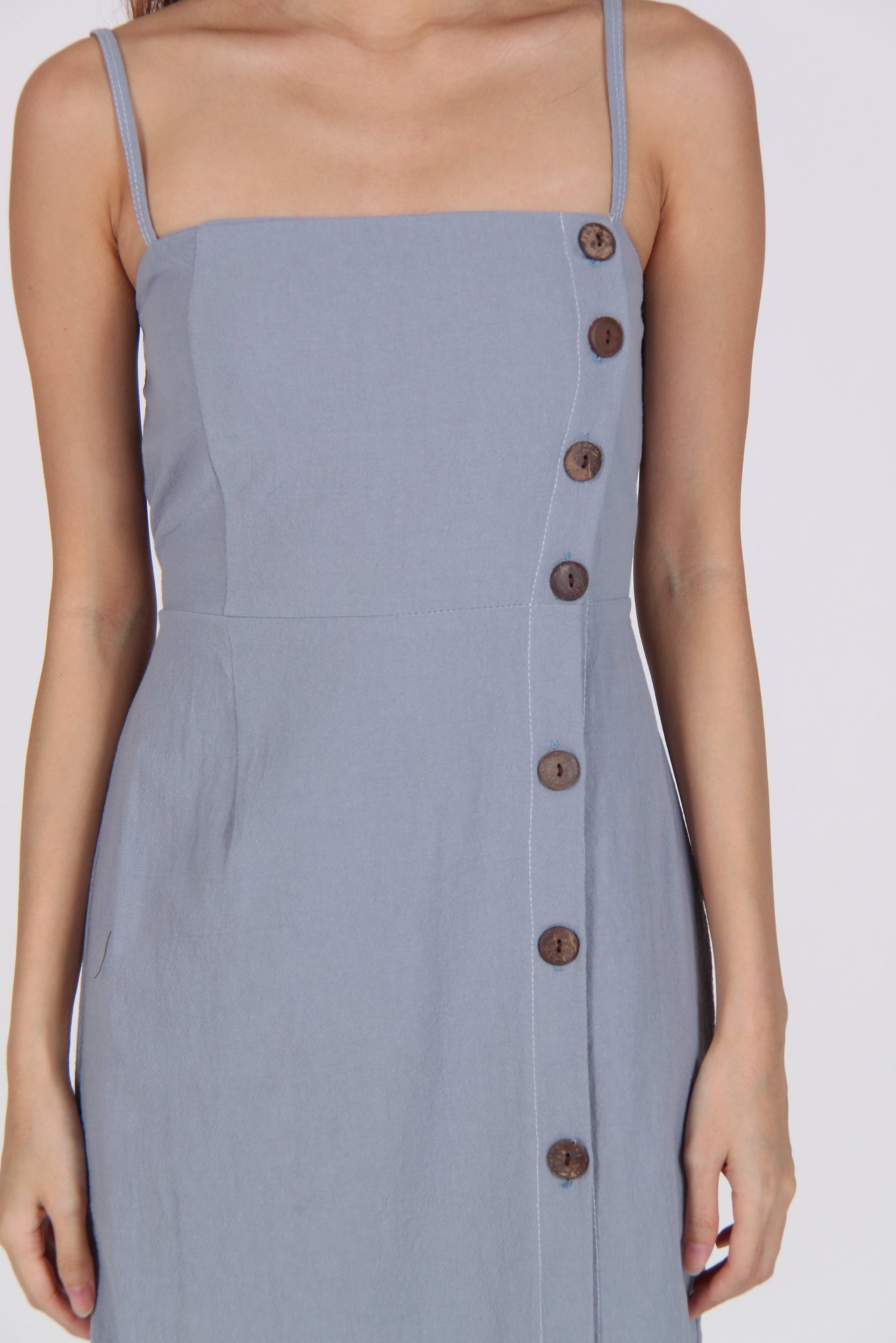 Spag Button Up Dress in Blue